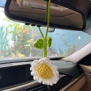 Crochet daisy flower car hanging